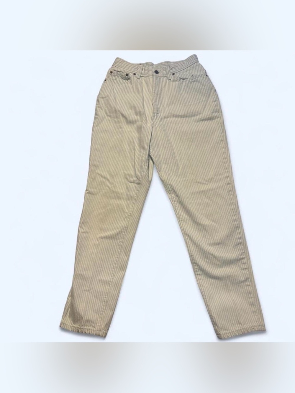 Vintage Levi’s 17505 Juniors 13 White Baby Blue Striped Tapered High Rise Jeans - Picture 3 of 8